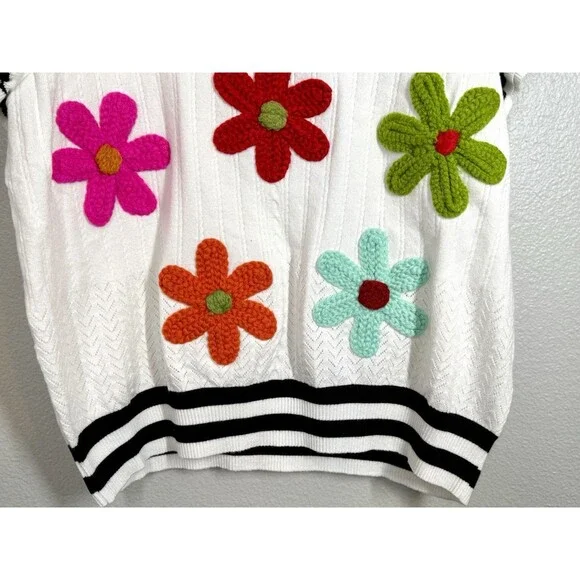 BiBi Floral Embroidered Blouse with Striped Sleeves - Picture 7 of 15